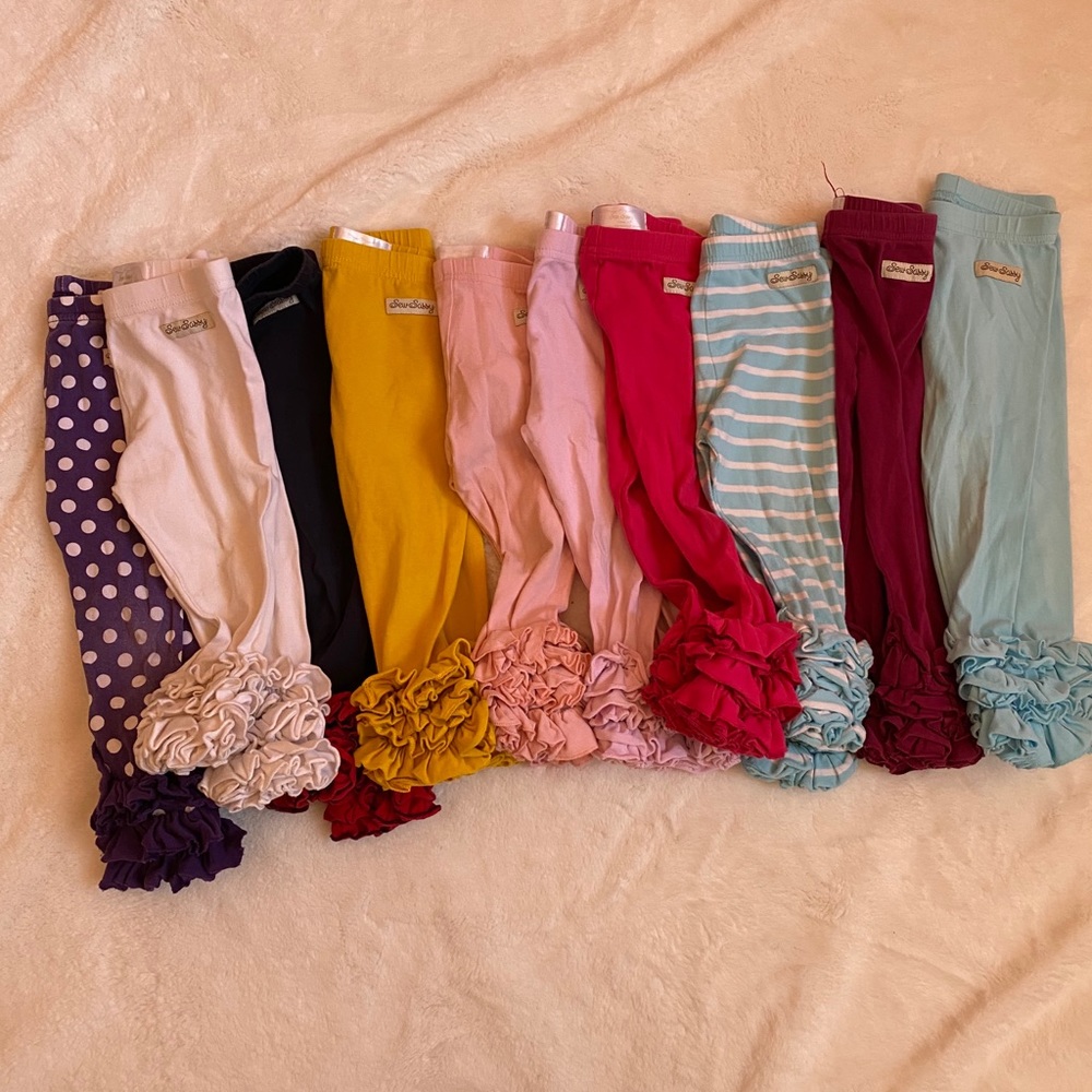 Lot of 10 sew sassy ruffle pants size 18 months